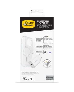 OtterBox KIT Apple iPhone 16 Pro Max (Symmetry Clear MagSafe / Premium Glass / EU USB-C Wall Charger 30W - white)